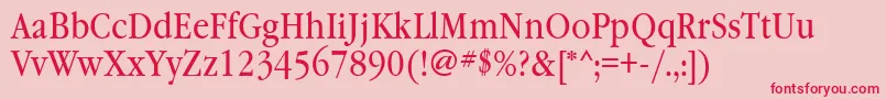 フォントGaramondbooknarrowatt – ピンクの背景に赤い文字