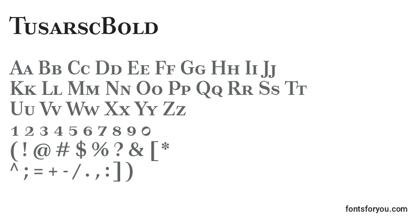 A fonte TusarscBold – alfabeto, números, caracteres especiais