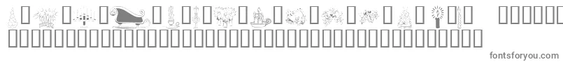 KrChristmasJewels20054-fontti – harmaat kirjasimet valkoisella taustalla