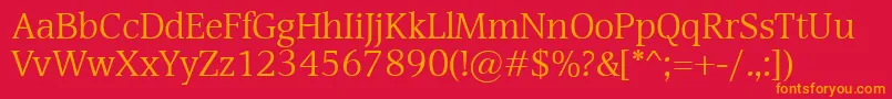 Devin-Schriftart – Orangefarbene Schriften auf rotem Hintergrund