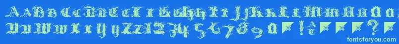 Limberjack-Schriftart – Grüne Schriften auf blauem Hintergrund