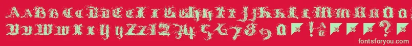 フォントLimberjack – 赤い背景に緑の文字