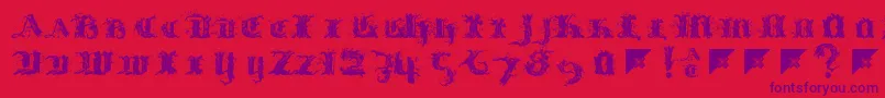 フォントLimberjack – 赤い背景に紫のフォント