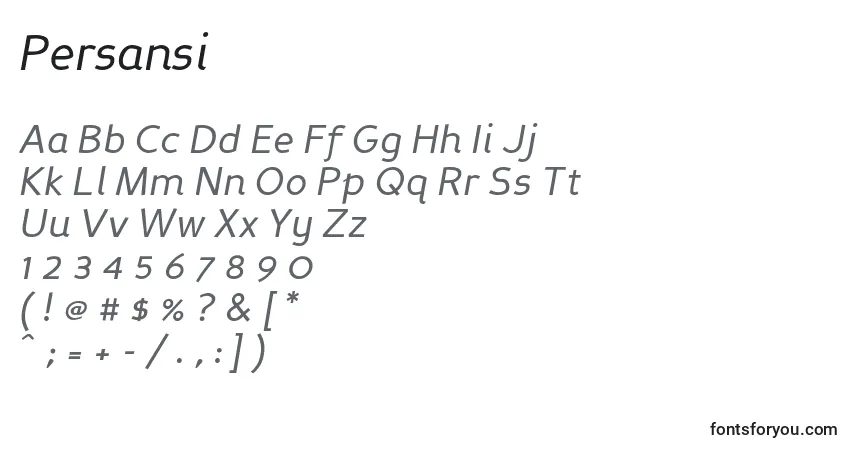 Schriftart Persansi – Alphabet, Zahlen, spezielle Symbole