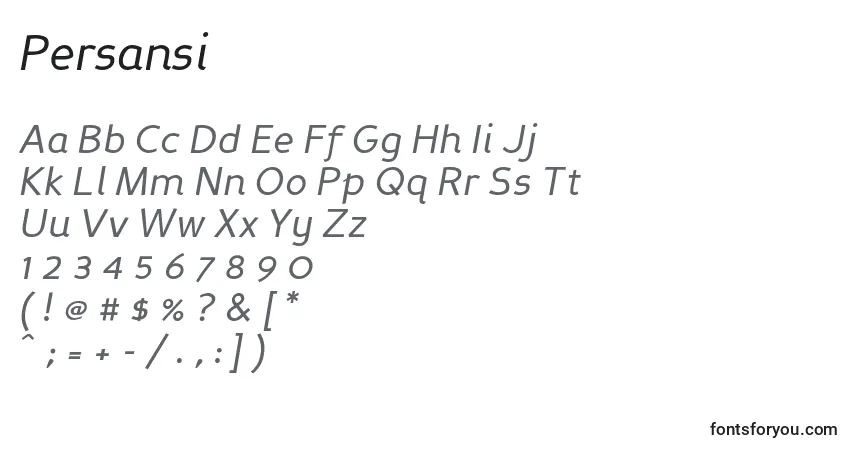 Persansi-fontti – aakkoset, numerot, erikoismerkit