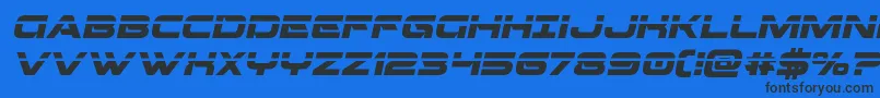 Weitere Informationen zur Beamweaponlaserital-Schriftart Beamweaponlaserital-Schriftart – Schwarze Schriften auf blauem Hintergrund