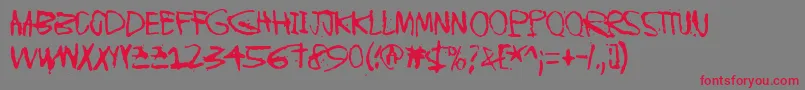 フォントInstantKarma – 赤い文字の灰色の背景