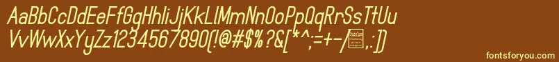 フォントMindblueBoldItalicDemo – 黄色のフォント、茶色の背景