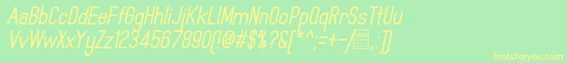 フォントMindblueBoldItalicDemo – 黄色の文字が緑の背景にあります