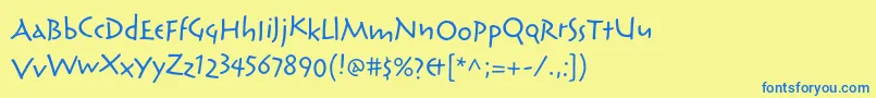 フォントReliqstdExtraactive – 青い文字が黄色の背景にあります。