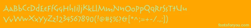 ReliqstdExtraactive-fontti – vihreät fontit oranssilla taustalla