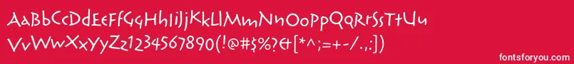 ReliqstdExtraactive-Schriftart – Weiße Schriften auf rotem Hintergrund