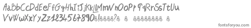 フォントMrMeToo – 白い背景に灰色の文字