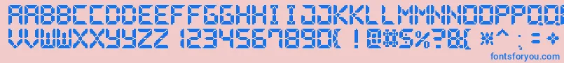 PixelLcd7 Font – Blue Fonts on Pink Background