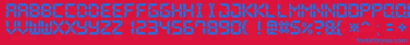 PixelLcd7 Font – Blue Fonts on Red Background