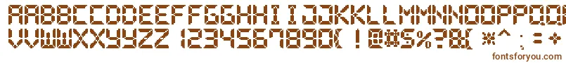 PixelLcd7-Schriftart – Braune Schriften auf weißem Hintergrund