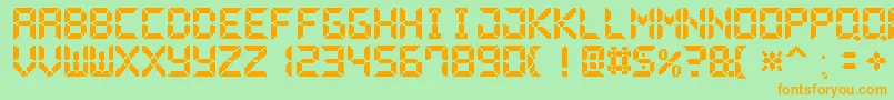 PixelLcd7 Font – Orange Fonts on Green Background