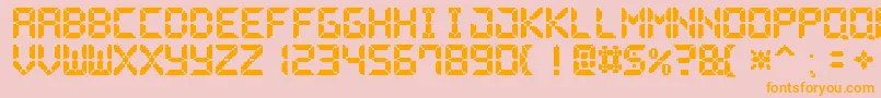 PixelLcd7 Font – Orange Fonts on Pink Background