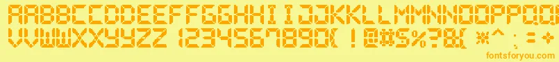 PixelLcd7 Font – Orange Fonts on Yellow Background