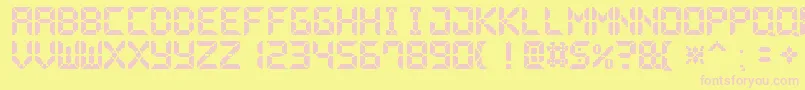 Czcionka PixelLcd7 – różowe czcionki na żółtym tle