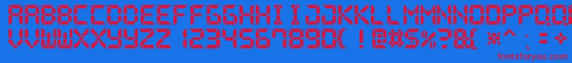 PixelLcd7 Font – Red Fonts on Blue Background