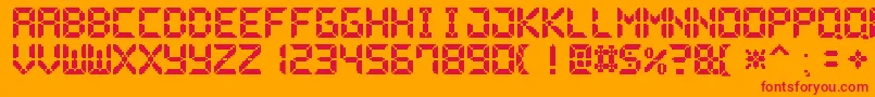 PixelLcd7 Font – Red Fonts on Orange Background