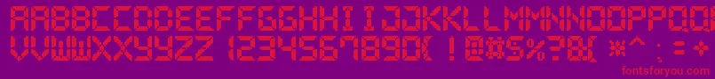 PixelLcd7 Font – Red Fonts on Purple Background