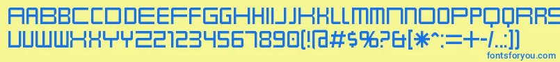 フォントKarnivol – 青い文字が黄色の背景にあります。