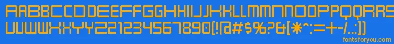 フォントKarnivol – オレンジ色の文字が青い背景にあります。