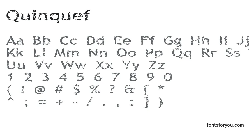 Quinquefフォント–アルファベット、数字、特殊文字