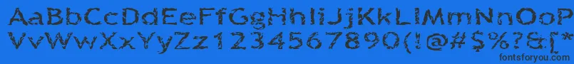 Quinquef-Schriftart – Schwarze Schriften auf blauem Hintergrund