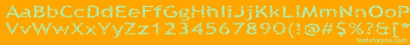 Quinquef-Schriftart – Grüne Schriften auf orangefarbenem Hintergrund