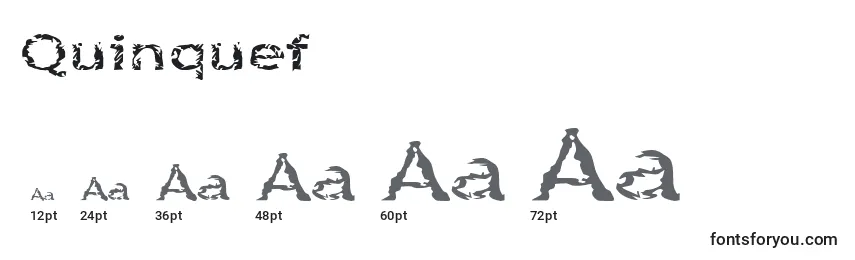 Размеры шрифта Quinquef