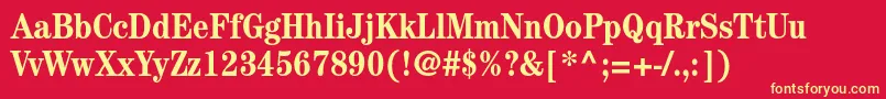 Fonte CenturystdBoldcondensed – fontes amarelas em um fundo vermelho