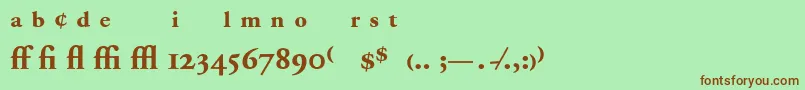 AdobeGaramondBoldExpert-fontti – ruskeat fontit vihreällä taustalla