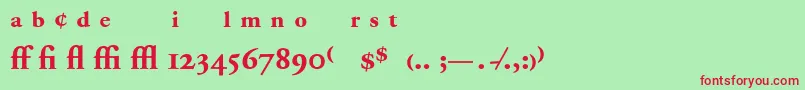 AdobeGaramondBoldExpert Font – Red Fonts on Green Background