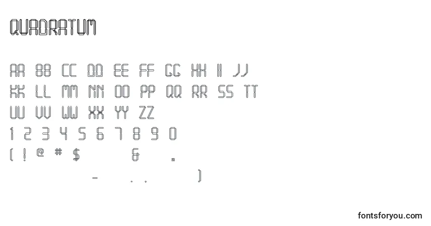 A fonte Quadratum – alfabeto, números, caracteres especiais