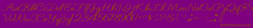 Belindatype67RegularTtext-Schriftart – Braune Schriften auf violettem Hintergrund