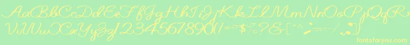 Belindatype67RegularTtext Font – Yellow Fonts on Green Background