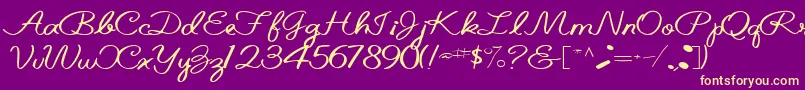 Belindatype67RegularTtext-Schriftart – Gelbe Schriften auf violettem Hintergrund