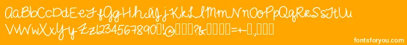 Weitere Informationen zur GimmeCheese-Schriftart GimmeCheese-Schriftart – Weiße Schriften auf orangefarbenem Hintergrund