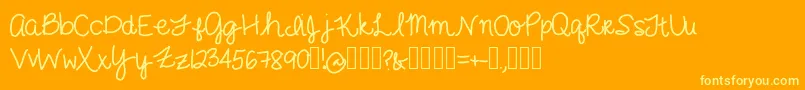 Weitere Informationen zur GimmeCheese-Schriftart GimmeCheese-Schriftart – Gelbe Schriften auf orangefarbenem Hintergrund