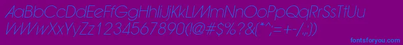 ForwardadExtraLightOblique Font – Blue Fonts on Purple Background