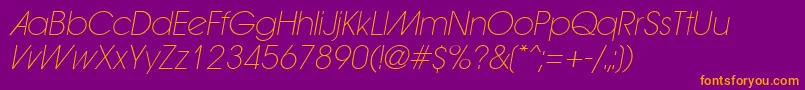 ForwardadExtraLightOblique Font – Orange Fonts on Purple Background