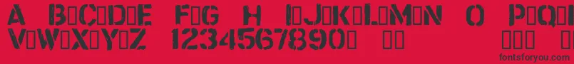 Fonte CftrashzoneRegular – fontes pretas em um fundo vermelho