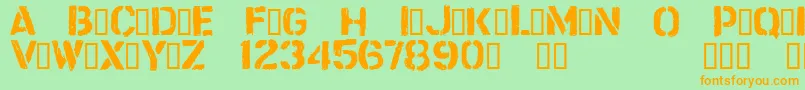CftrashzoneRegular-Schriftart – Orangefarbene Schriften auf grünem Hintergrund