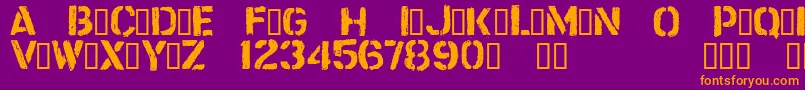 フォントCftrashzoneRegular – 紫色の背景にオレンジのフォント