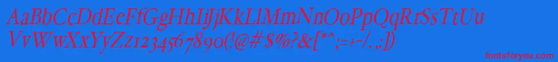 HollamediaevalOblique-Schriftart – Rote Schriften auf blauem Hintergrund