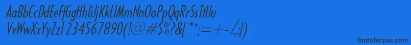 Шрифт HalseylightcondsskItalic – чёрные шрифты на синем фоне
