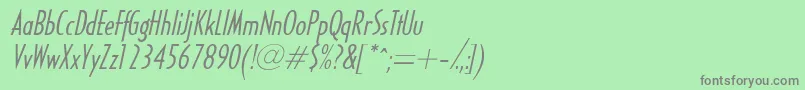 HalseylightcondsskItalic-fontti – harmaat kirjasimet vihreällä taustalla